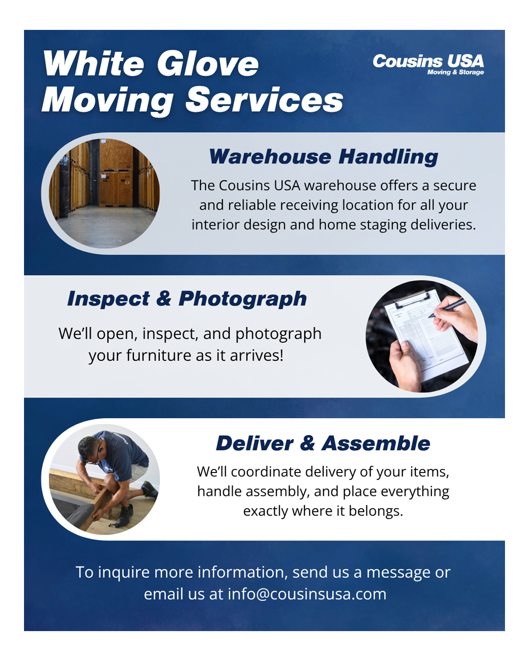 Cousins White Glove moving and storage services